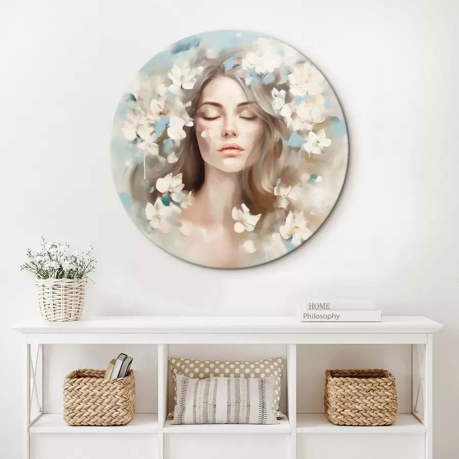 Wandbilder Abstraktes Porträt einer Frau mit Blumen in Form von Pinselstrichen r45450