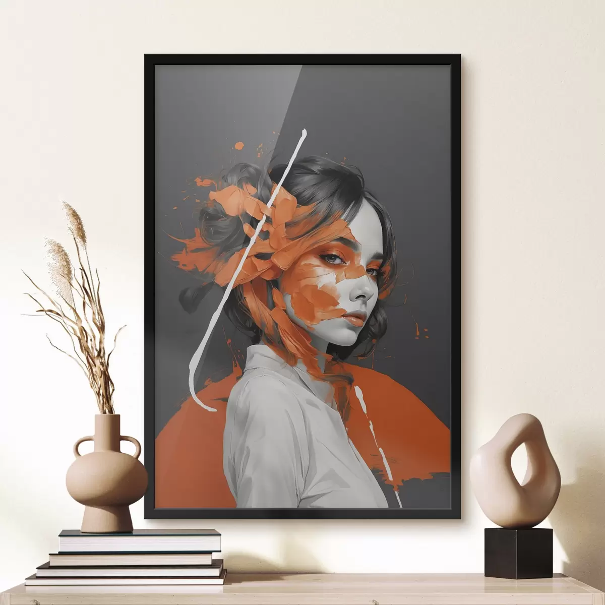 Poster Lila Schwertlilie mit Knospen auf zartem Hintergrund f45489