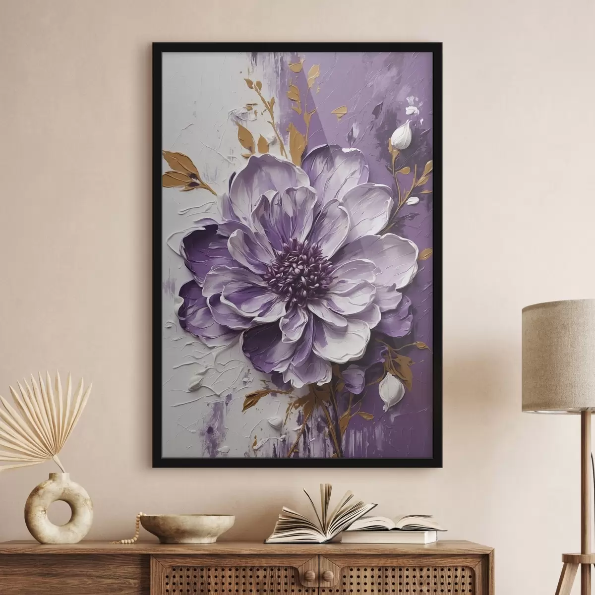 Poster Frauenporträt mit orangefarbenen Pinselstrichen f45492