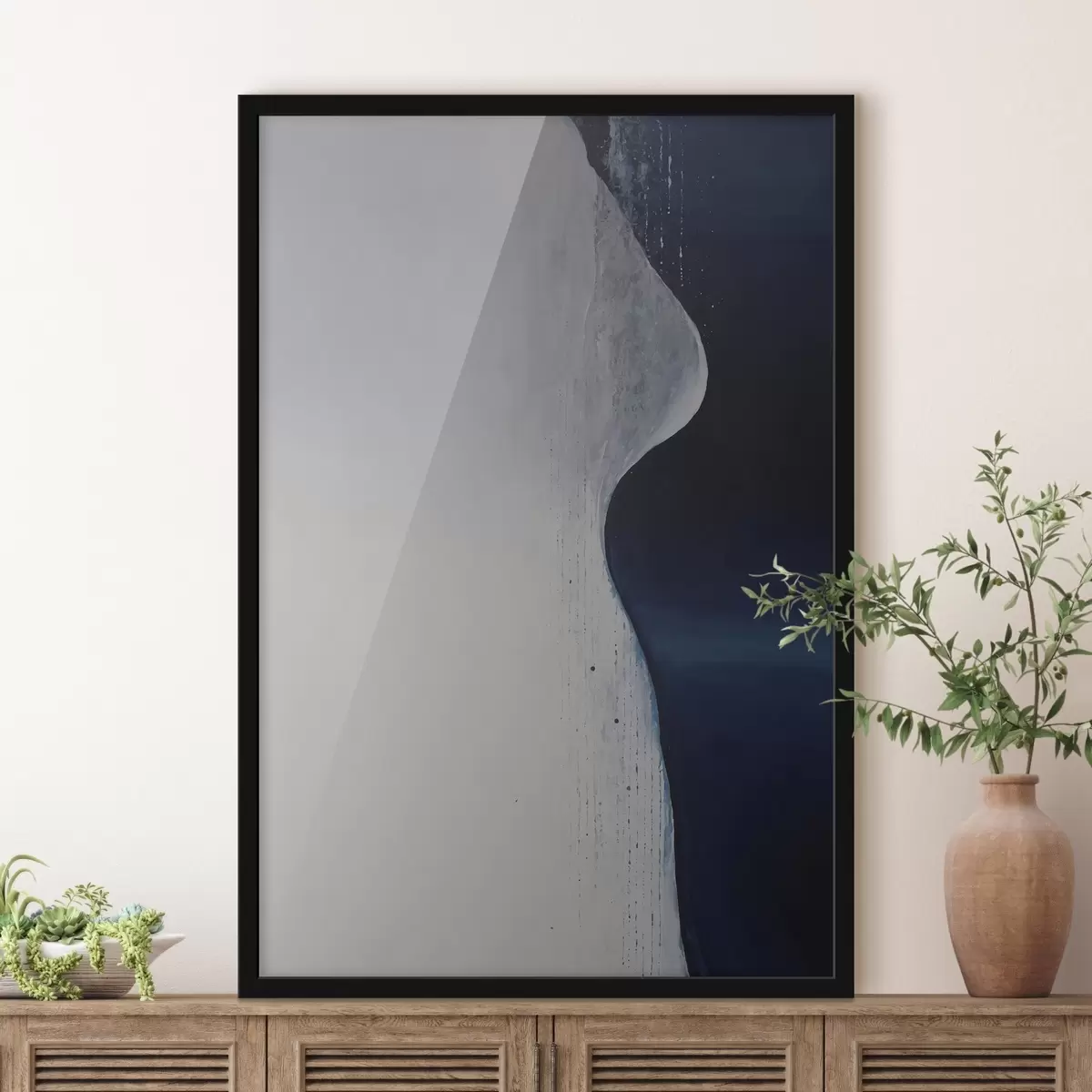 Poster Abstrakt mit roten Pinselstrichen auf schwarzem Hintergrund f45493