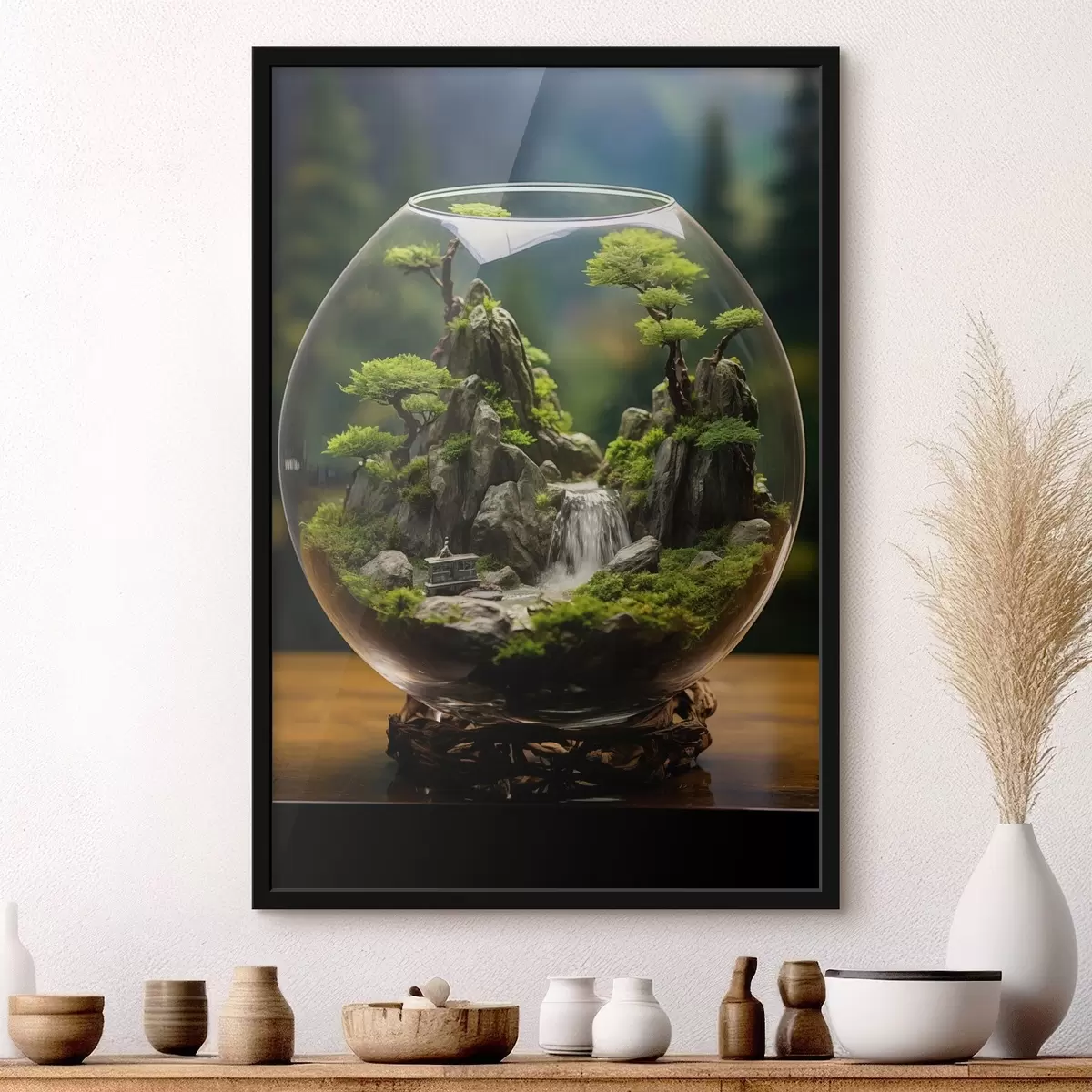 Poster Blaue Blume mit Wassertropfen auf ihren Blütenblättern f45502