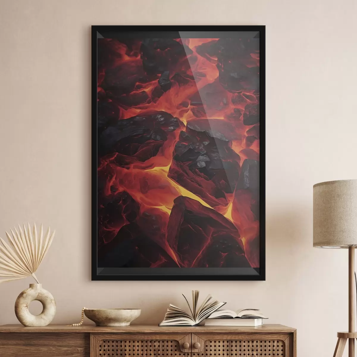 Poster Rotglühende Steine mit Lavaströmen f45515