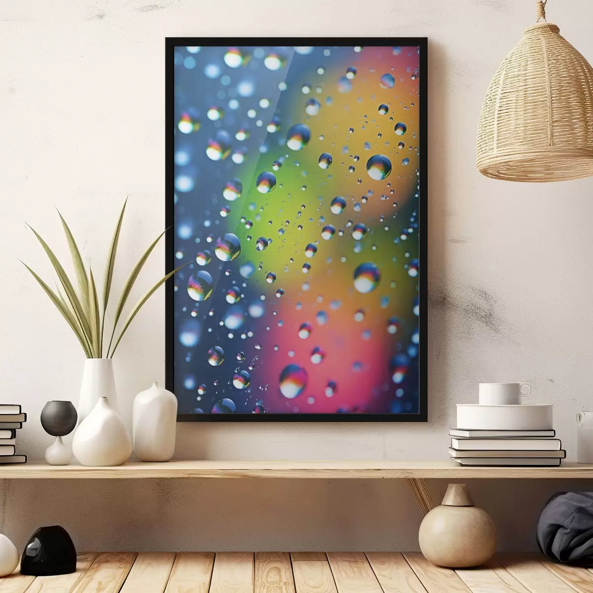 Poster Farbige Reflexionen in Wassertröpfchen f45522
