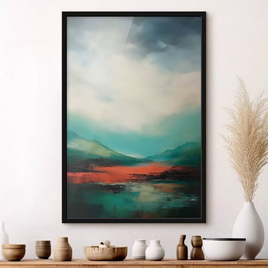 Fototapete Helle Landschaft mit Wolken und Bergen f45626