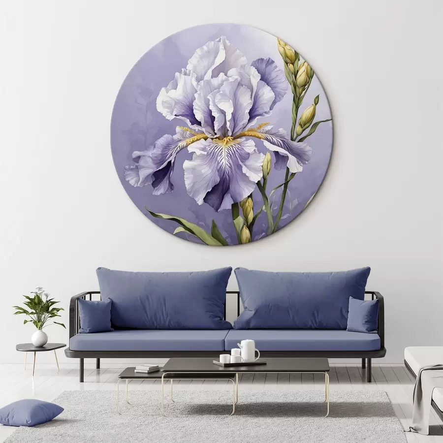 Wandbilder Blauer Vogel auf einem Zweig mit Blättern im Aquarellstil r45486