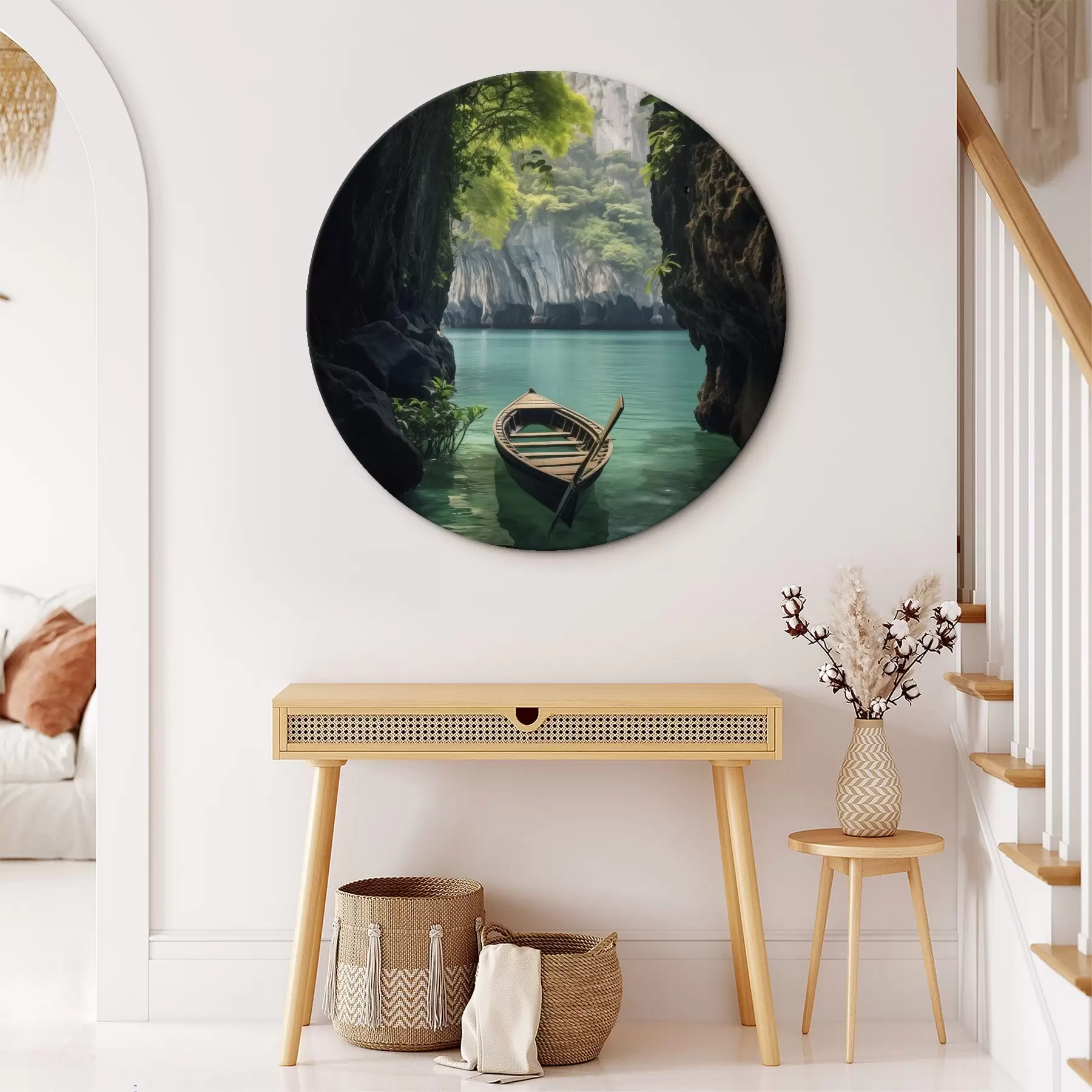 Wandbilder Ein einsamer Baum an einem See unter einem rosa Himmel r45507