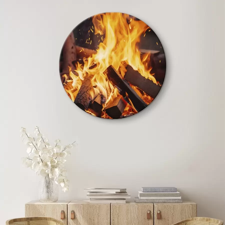 Wandbilder Flammendes Feuer in der Dunkelheit r45514