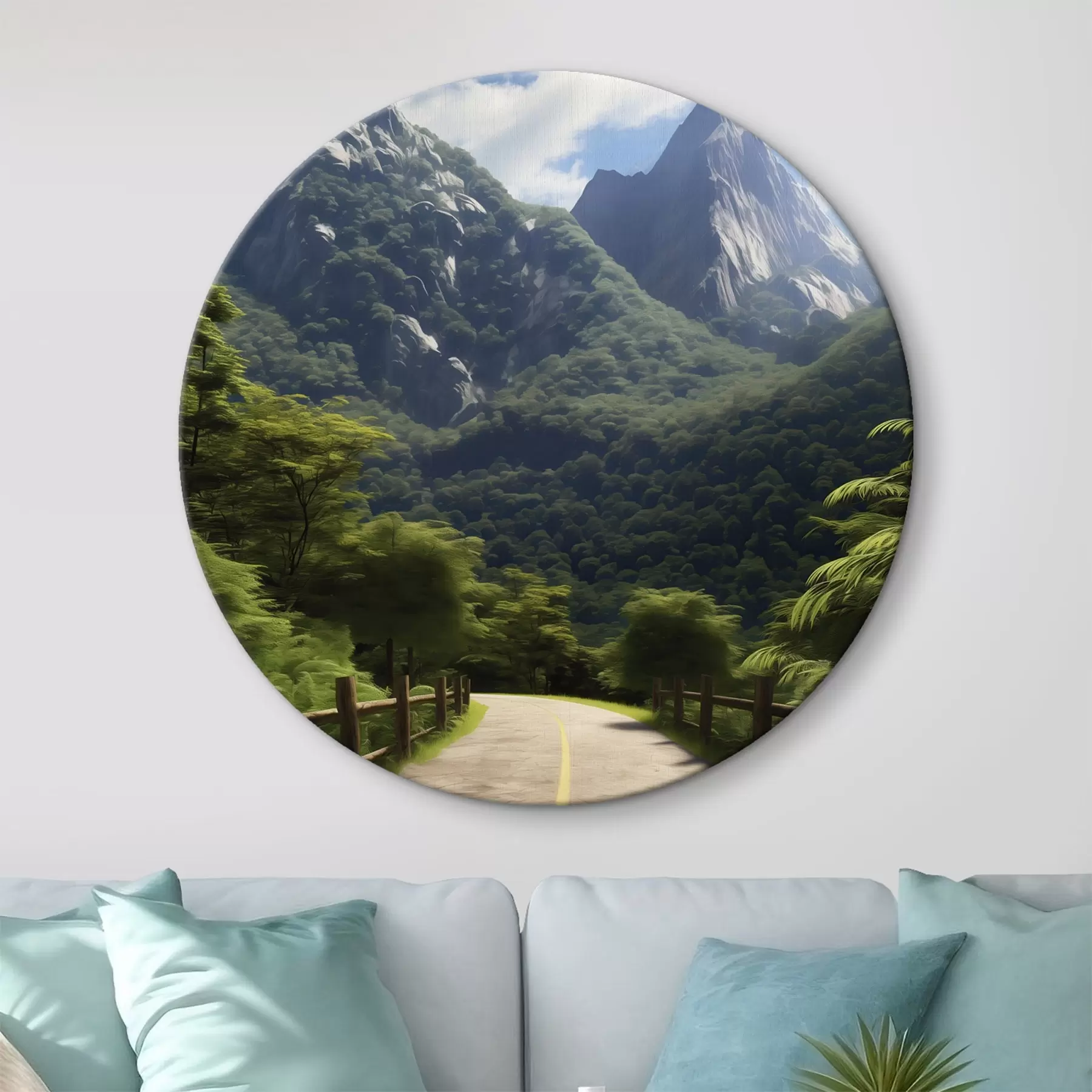 Wandbilder Bergstraße zwischen grünen Bäumen r45525