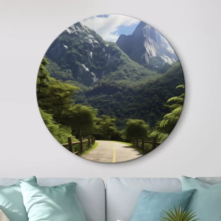 Wandbilder Bergstraße zwischen grünen Bäumen r45525