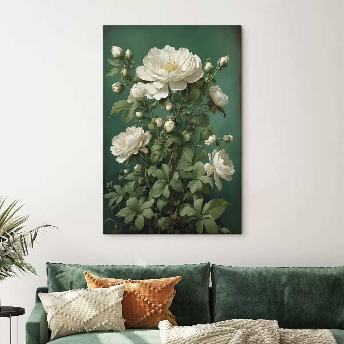 Wandbilder Große blaue Mohnblumen mit Knospen auf hellem Hintergrund s45491