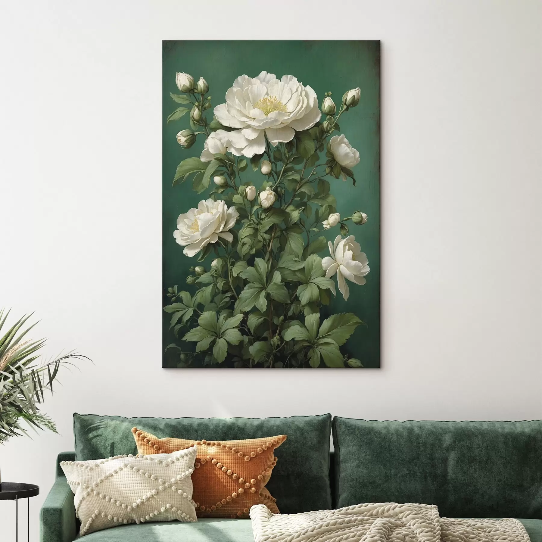 Wandbilder Große blaue Mohnblumen mit Knospen auf hellem Hintergrund s45491