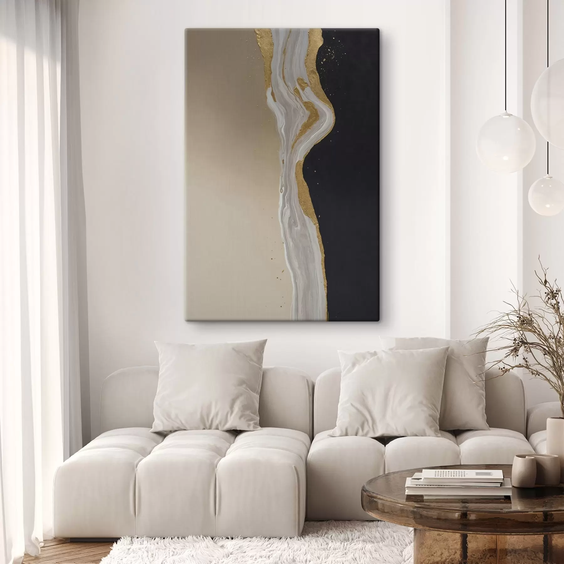 Wandbilder Cremefarbene Pfingstrosenblüten auf grünem Hintergrund s45494