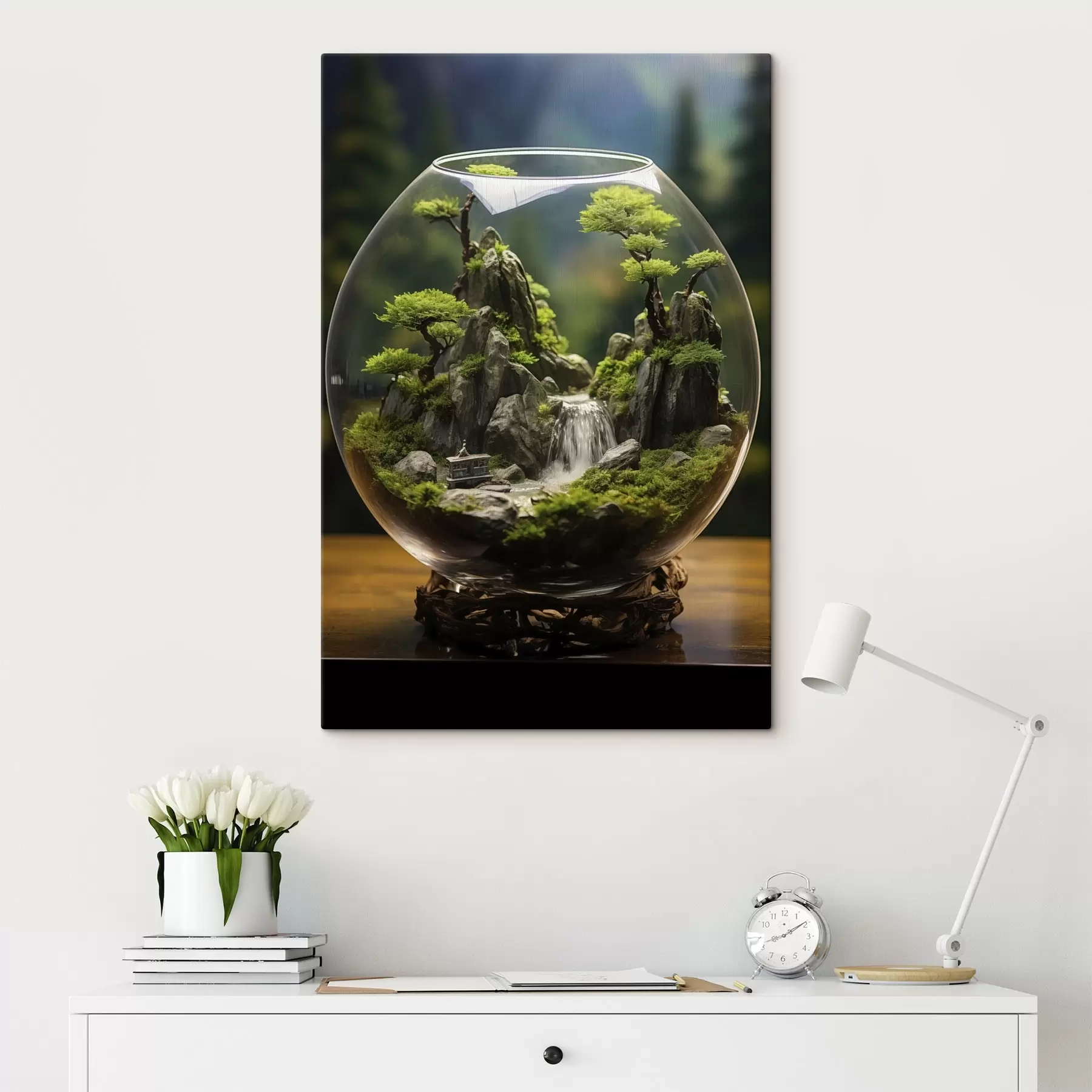 Wandbilder Blaue Blume mit Wassertropfen auf ihren Blütenblättern s45502