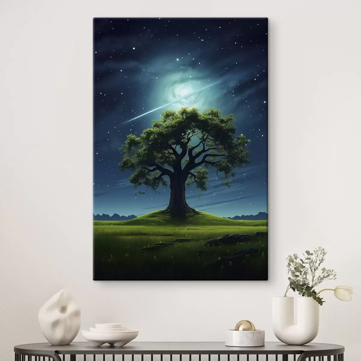 Wandbilder Regentropfen auf Glas mit Nachtlicht s45503