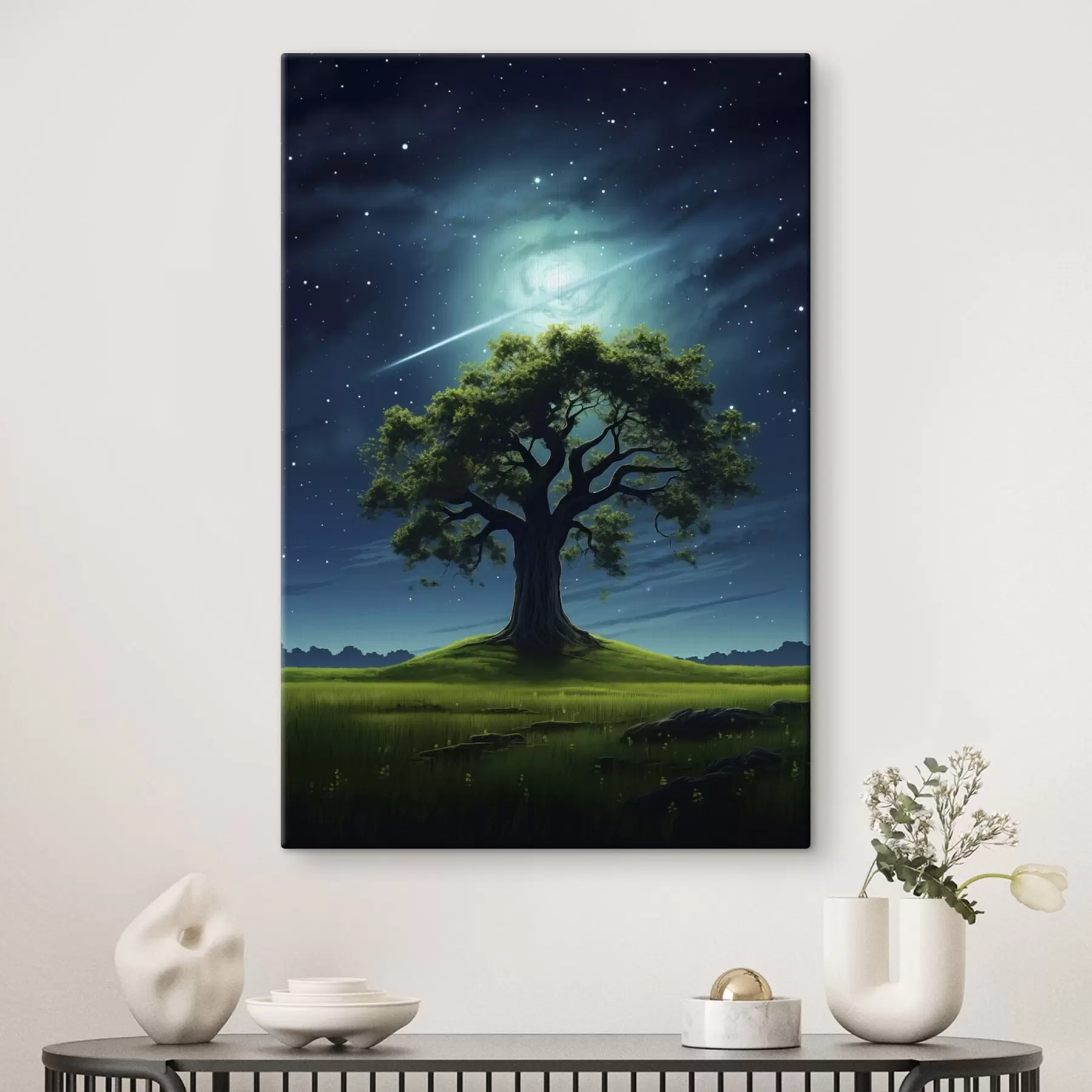 Wandbilder Regentropfen auf Glas mit Nachtlicht s45503