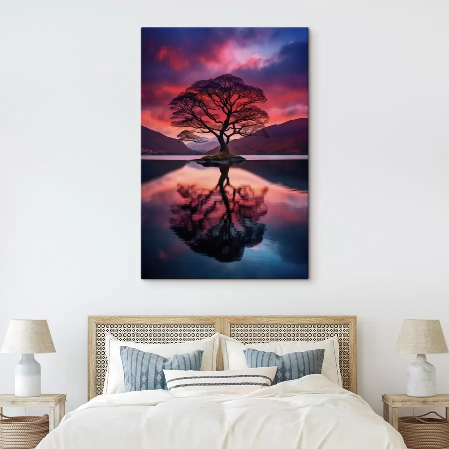 Wandbilder Wassertropfen fallen mit Lichtreflexen s45504