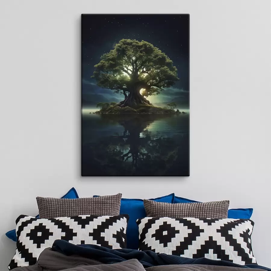 Wandbilder Ein grüner Apfel mit Wassertropfen s45510