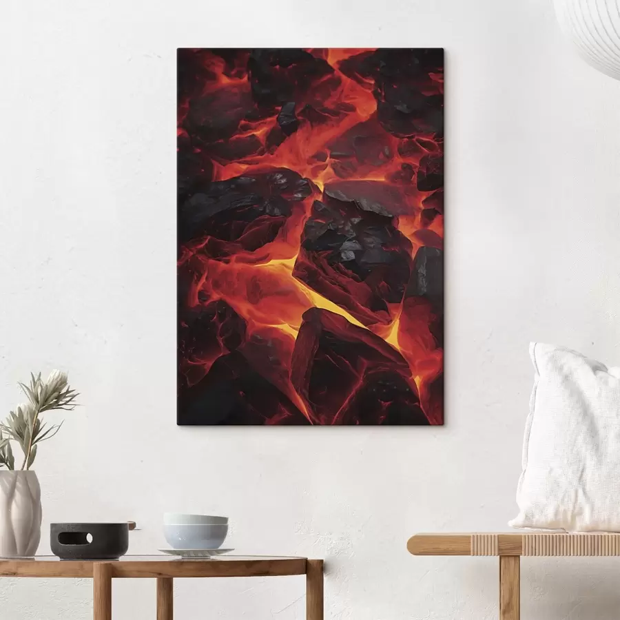 Wandbilder Rotglühende Steine mit Lavaströmen s45515