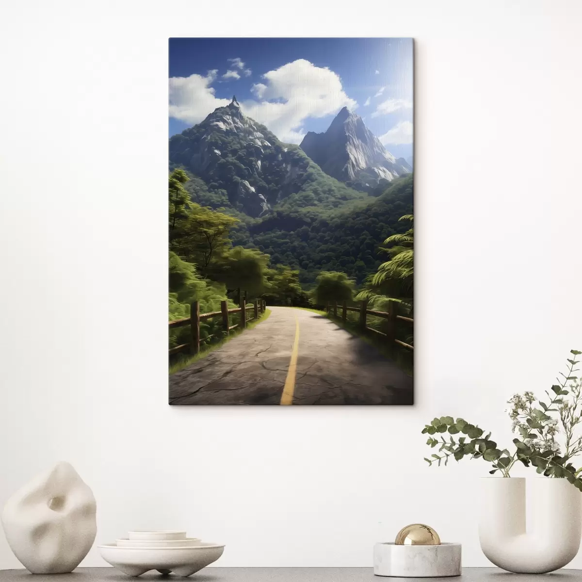 Wandbilder Bergstraße zwischen grünen Bäumen s45525