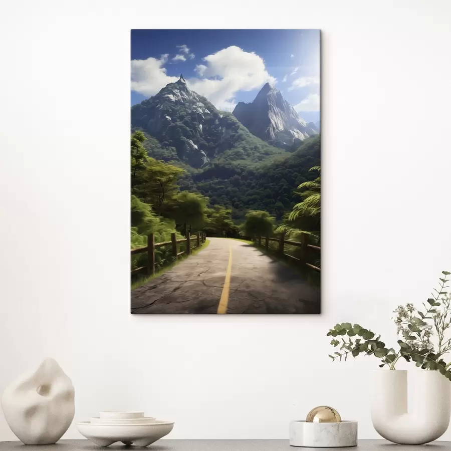 Wandbilder Bergstraße zwischen grünen Bäumen s45525