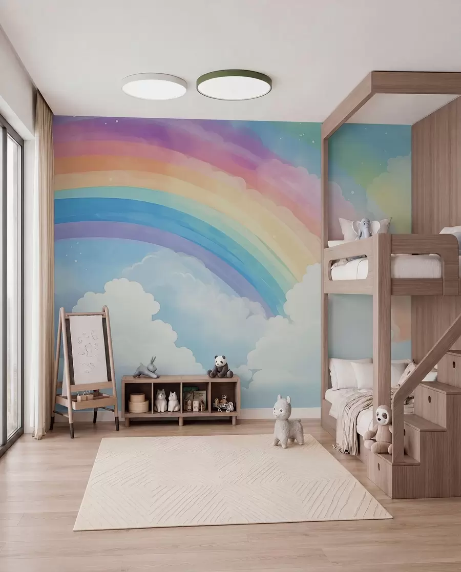 Fototapete Regenbogen über den Wolken w04487