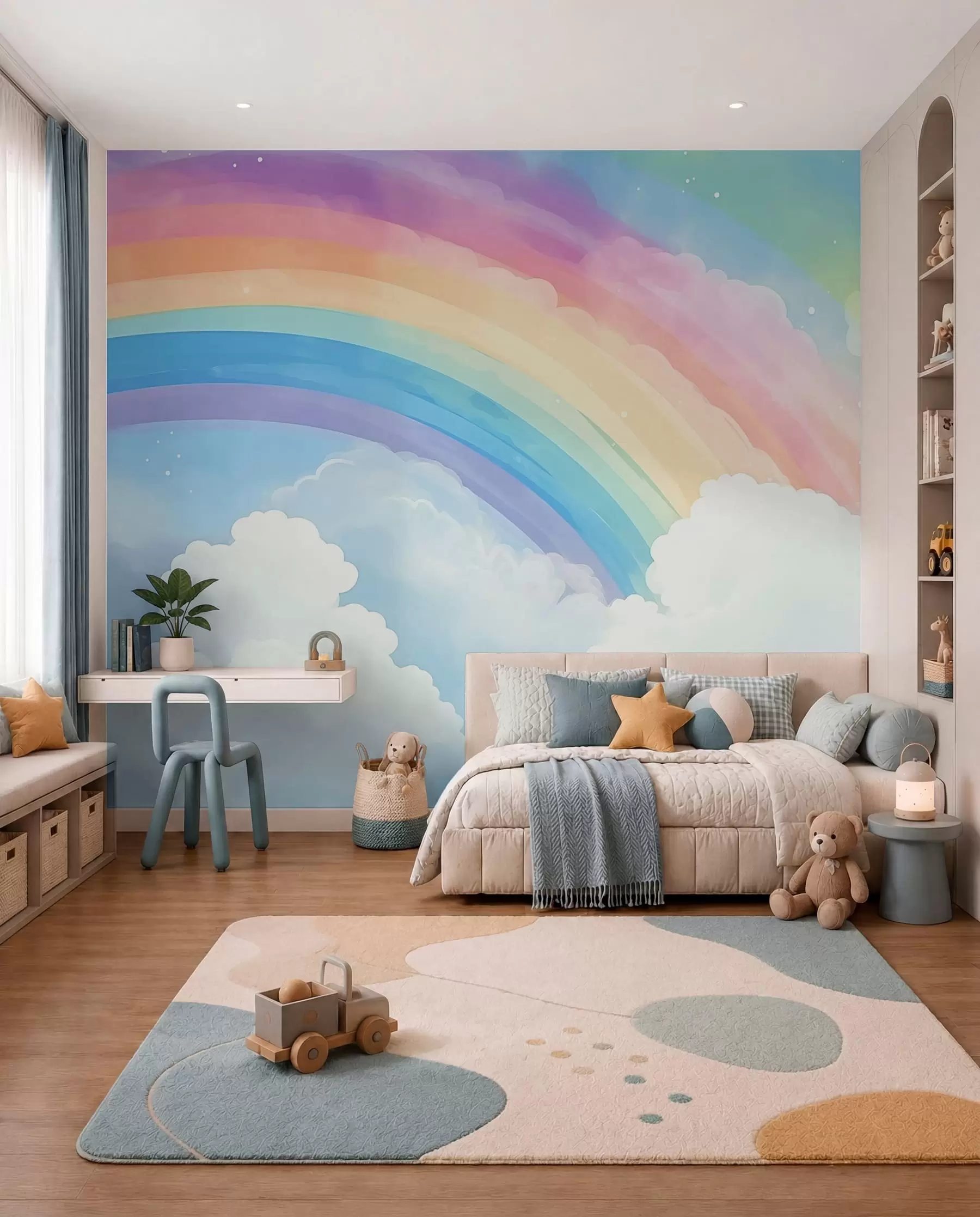 Fototapete Regenbogen über den Wolken w04487
