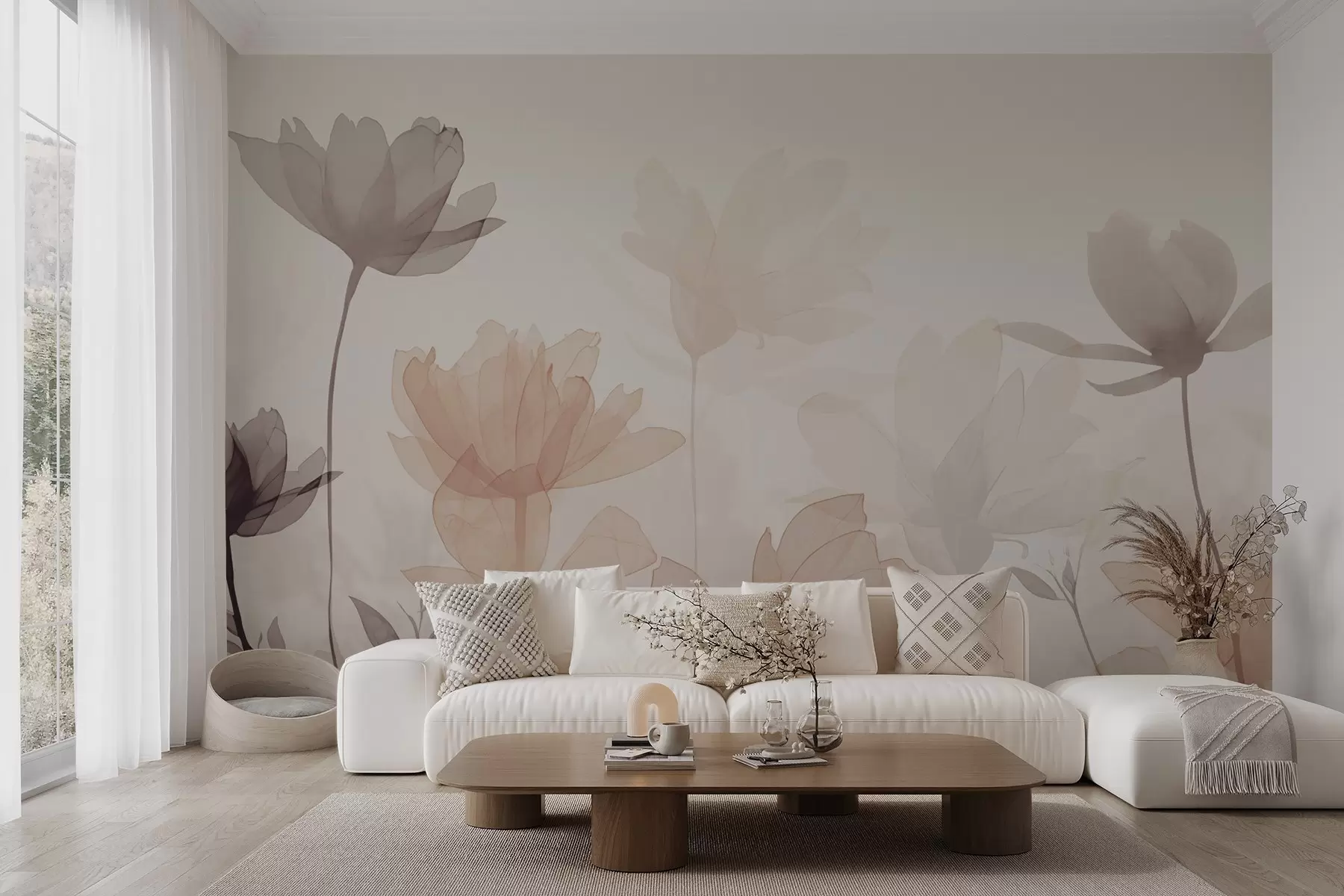 Fototapete Silhouetten von Blumen w04489