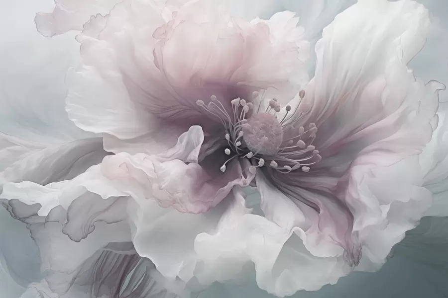 Fototapete Zarte Blume mit rosa und weißen Blütenblättern w04446