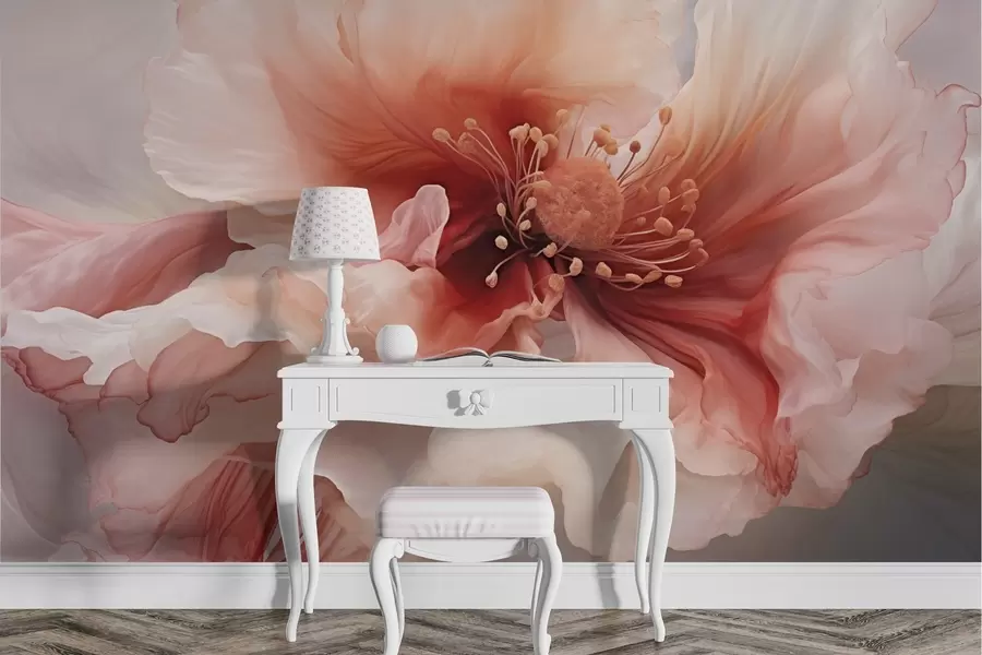 Fototapete Große Blüte in Rot- und Rosatönen w04446v2