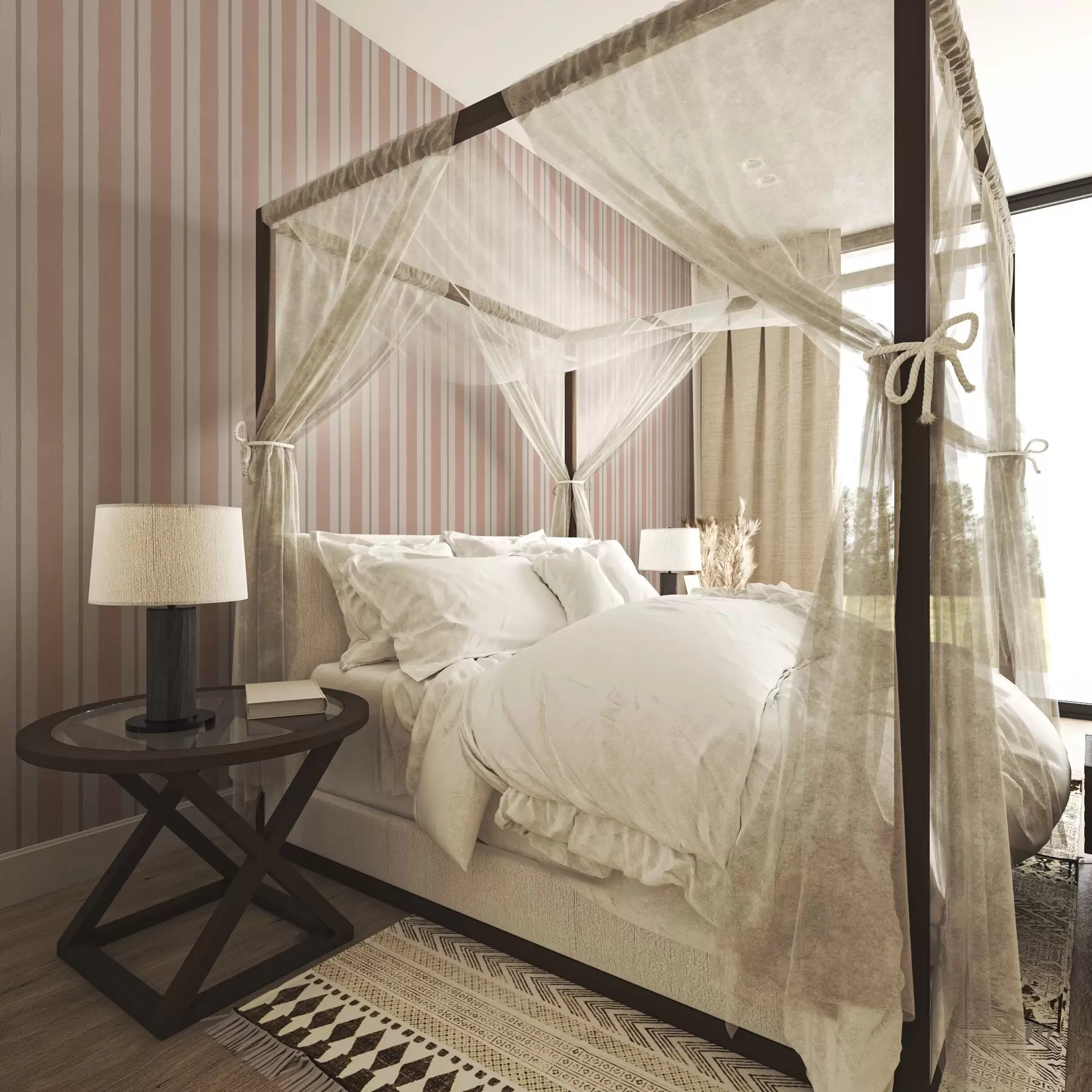 Fototapete Terrakotta-beige breite Streifen mit gräulichem Akzent a00513