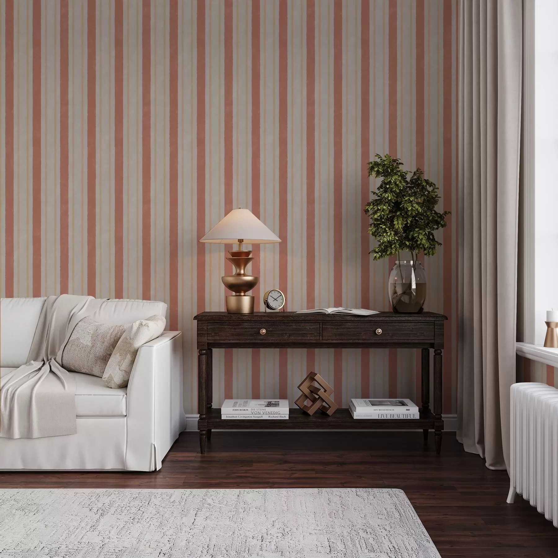 Fototapete Breite Streifen in terracotta-beigen Tönen a00514