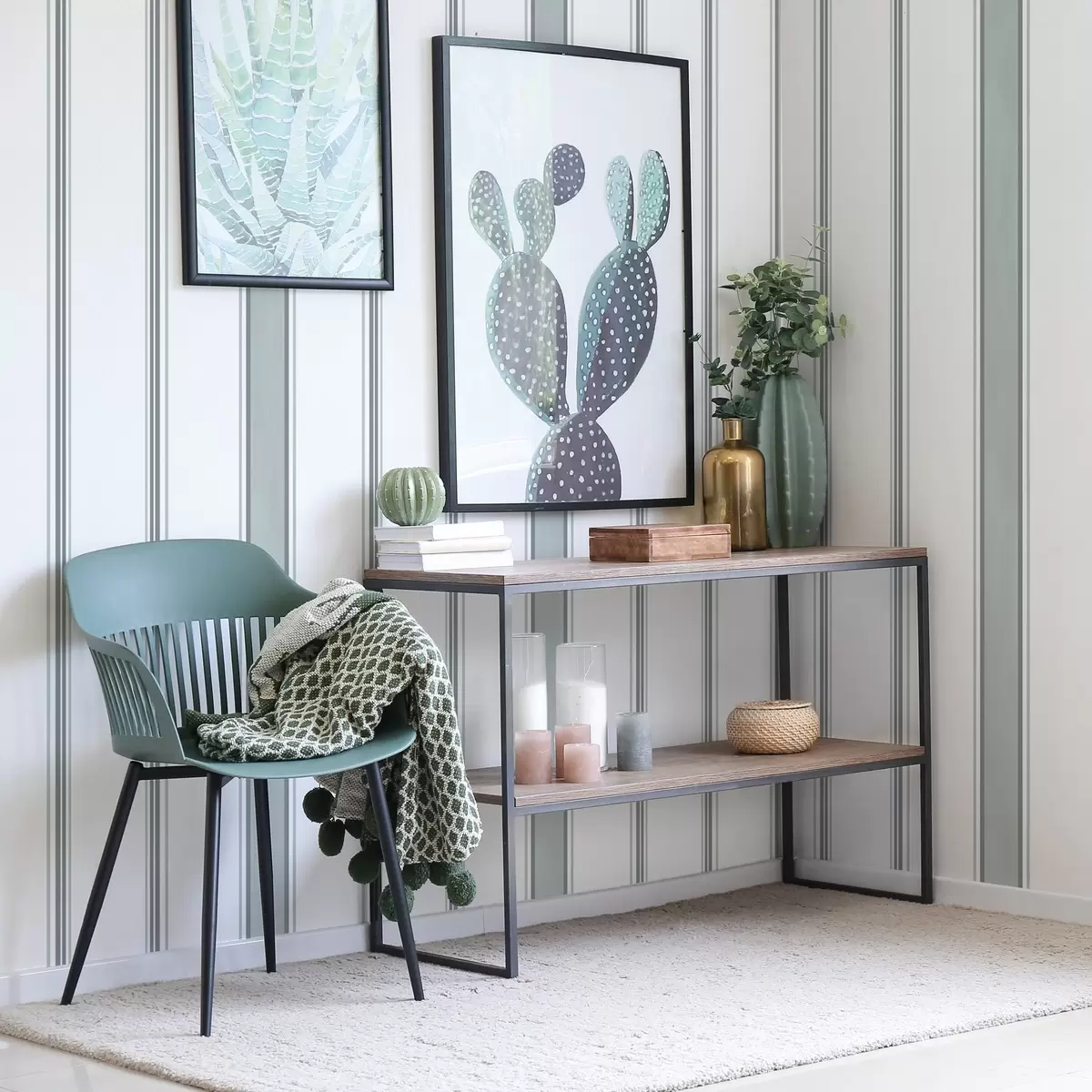 Tapete Breite Streifen in einer grau-blauen Farbpalette a00516