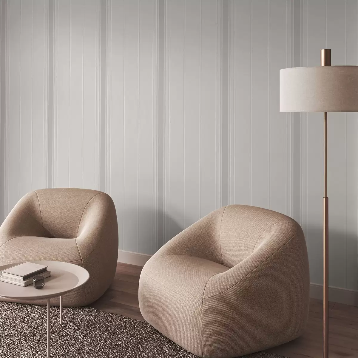 Tapete Helle beigefarbene Streifen mit breiten Akzenten a00518