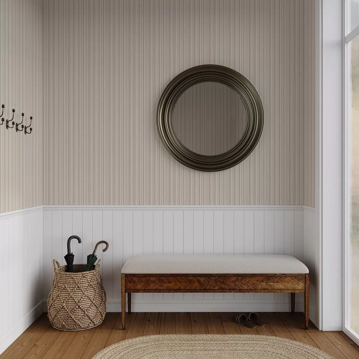 Tapete Dünne Streifen in hellen Beigetönen a00549