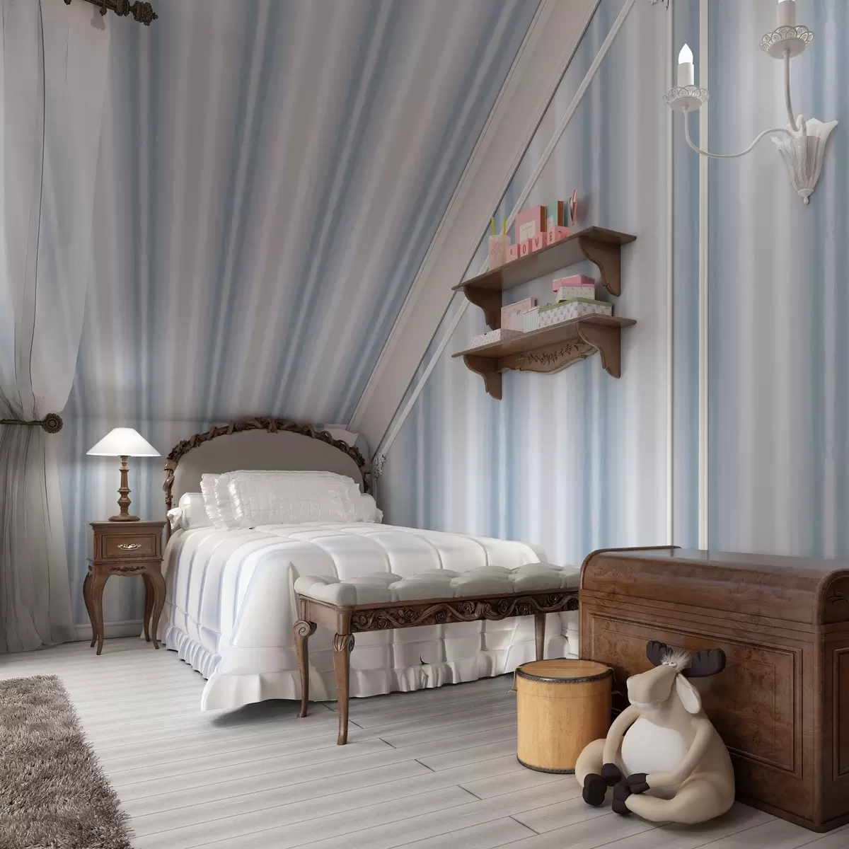 Tapete Breite Streifen in kühlen blau-grauen Tönen a00551