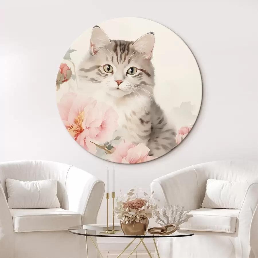 Wandbilder Katze zwischen Blumen r45674