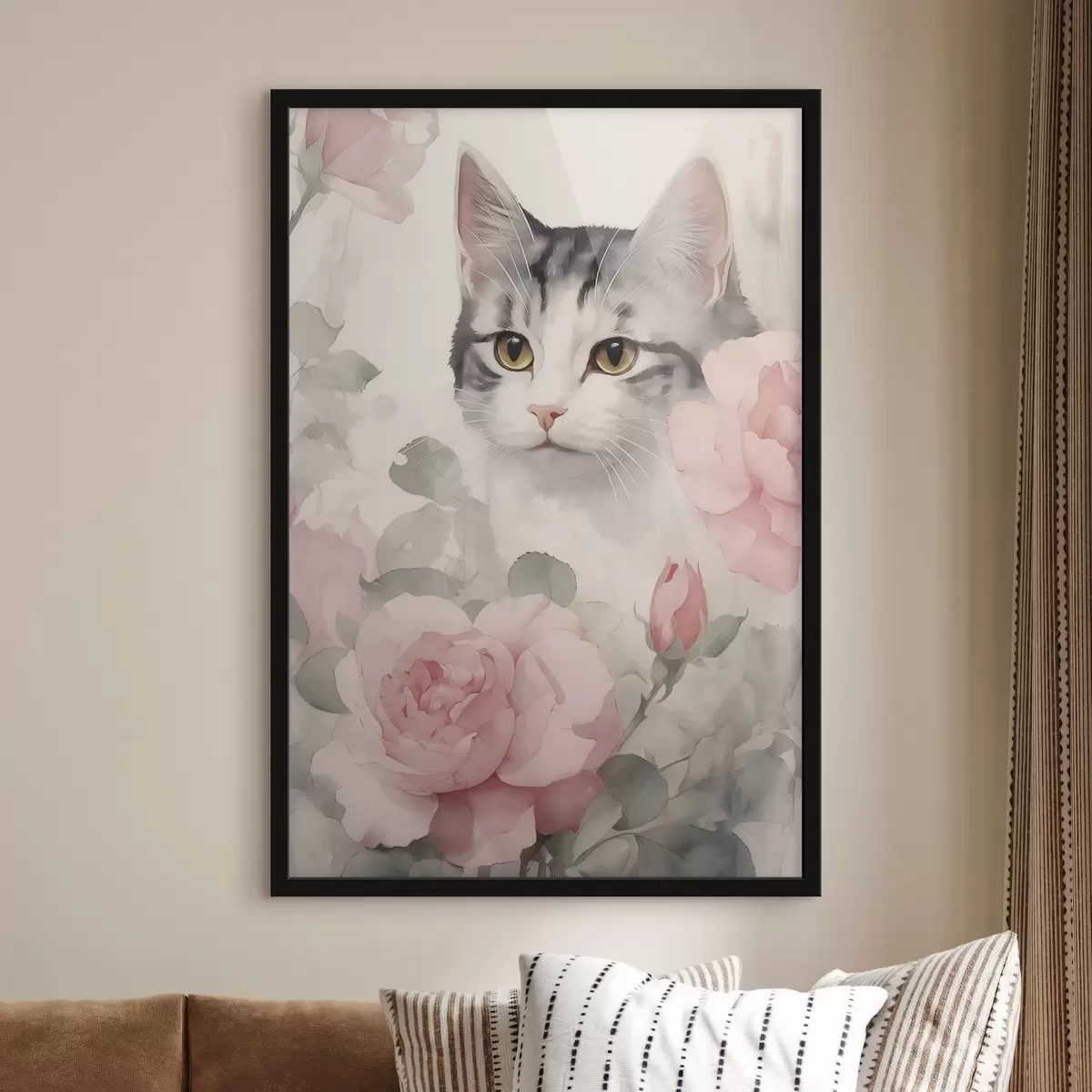 Poster Katze unter Rosen f45673