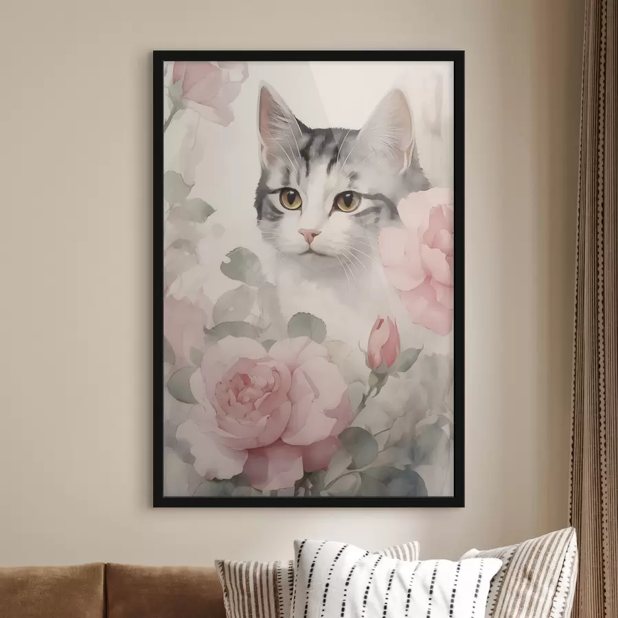 Fototapete Katze unter Rosen f45673