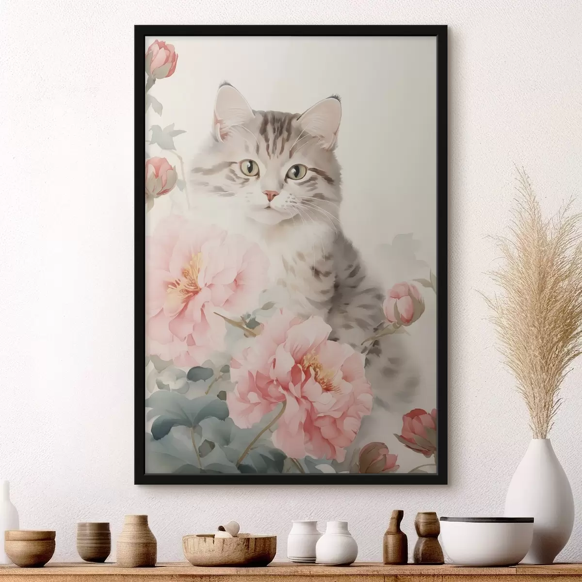Poster Katze zwischen Blumen f45674