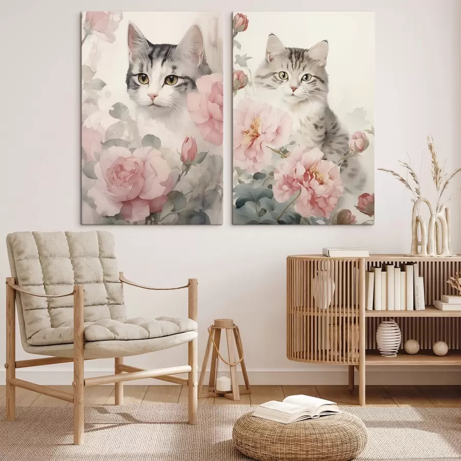 Wandbilder Katze zwischen Blumen m00676
