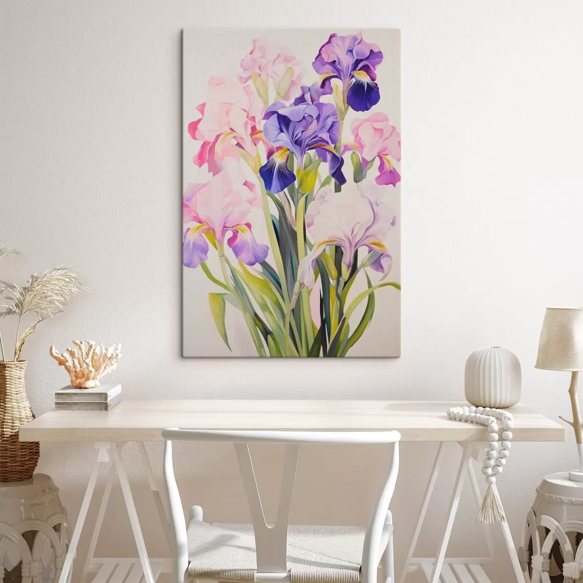 Wandbilder Blumenstrauß aus Schwertlilien in Lila-Tönen s45597