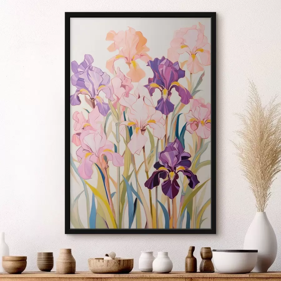 Fototapete Schwertlilien: Komposition im minimalistischen Stil f45596