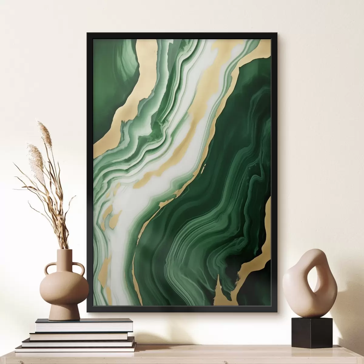 Poster Grün-weiß-gelbe Marmortexturen f45695