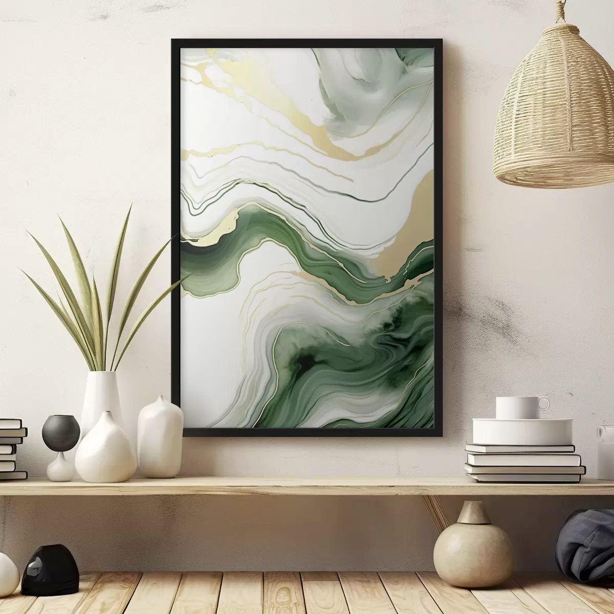 Poster Hellgrüne und orangefarbene Marmormuster f45696