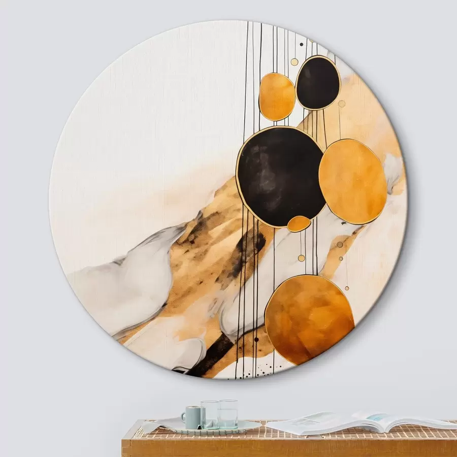 Wandbilder Abstrakte orange und schwarze Kreise auf einem hellen Hintergrund r45693