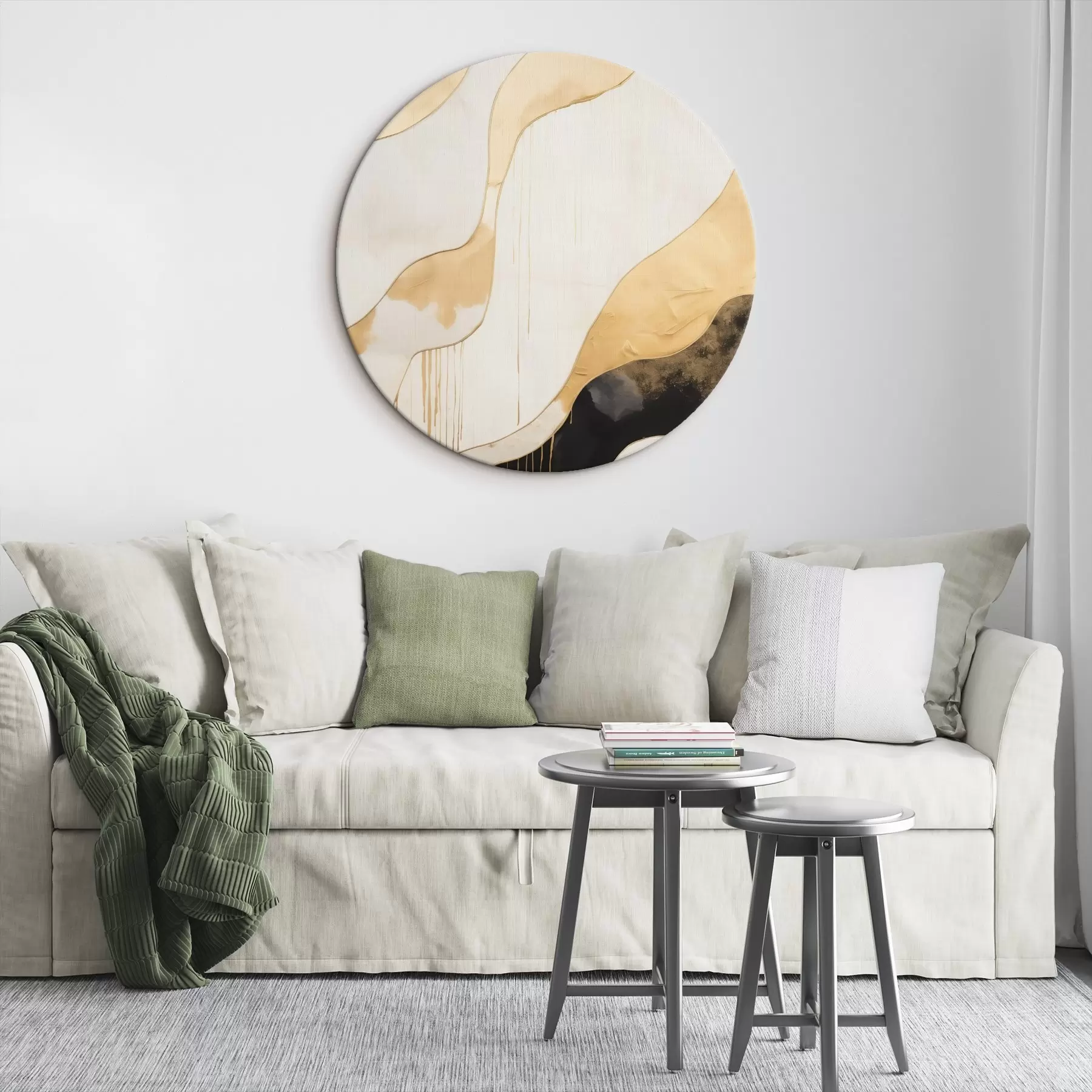 Wandbilder Abstrakte orangefarbene und schwarze Wellenlinien r45694