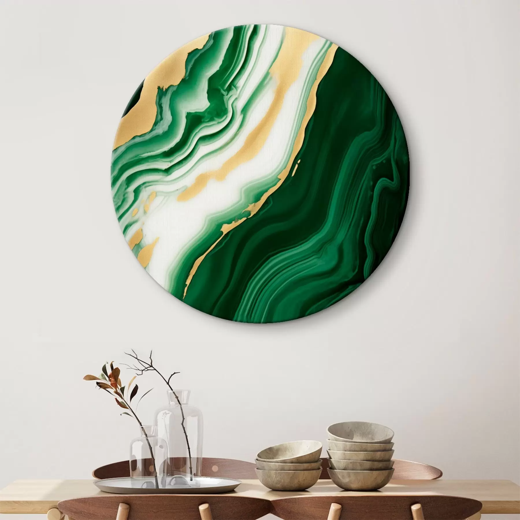 Wandbilder Grün-weiß-gelbe Marmortexturen r45695