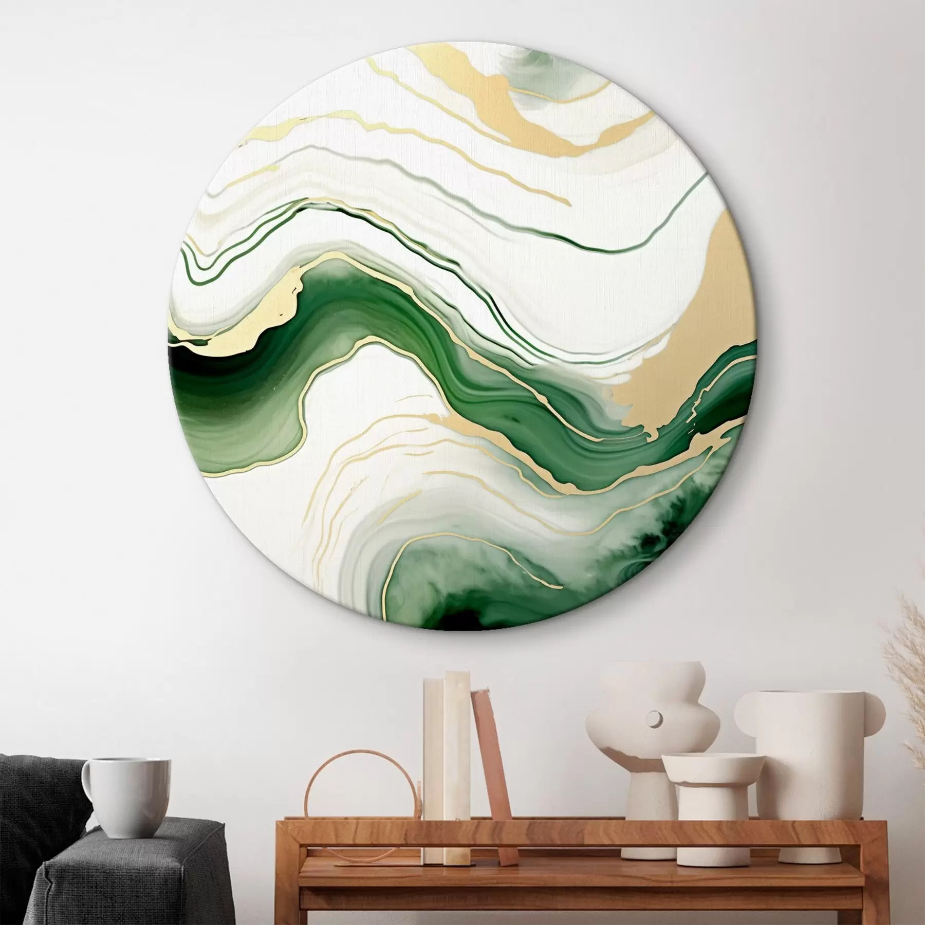 Wandbilder Hellgrüne und orangefarbene Marmormuster r45696