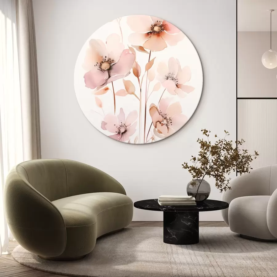 Wandbilder Aquarell rosa Blumen auf dünnen Stielen r45701