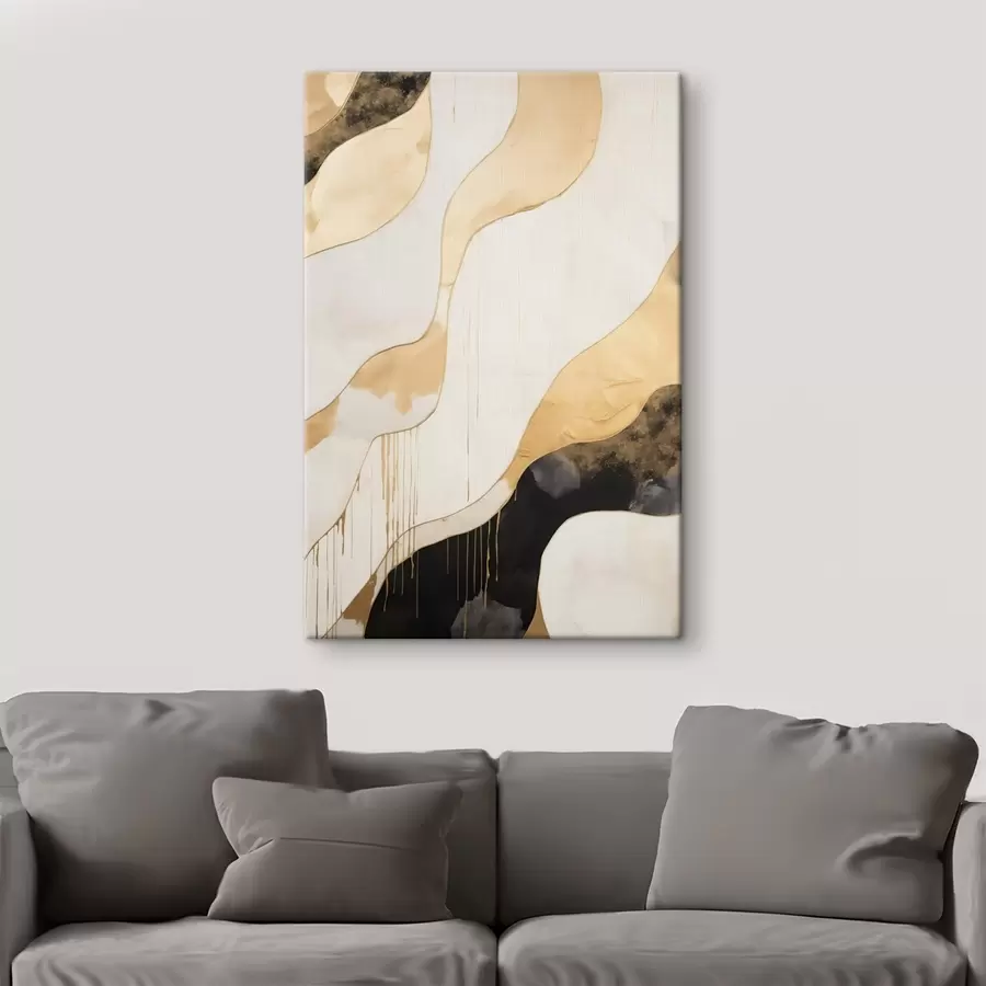 Wandbilder Abstrakte orangefarbene und schwarze Wellenlinien s45694